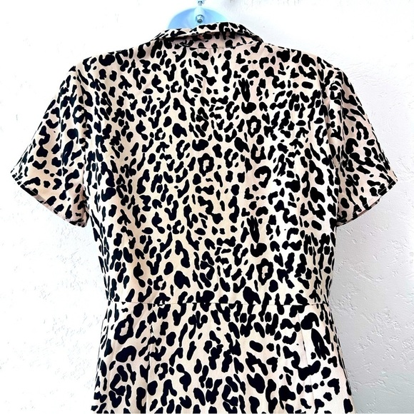 LULUS Ashlyn Taupe Leopard Print Midi Shirt Dress size Medium NWOT - Picture 10 of 14
